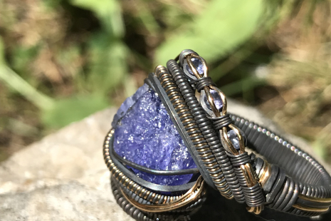 Tanzanite"Trinity Series" Oxidized Silver Ring SIZE 11
