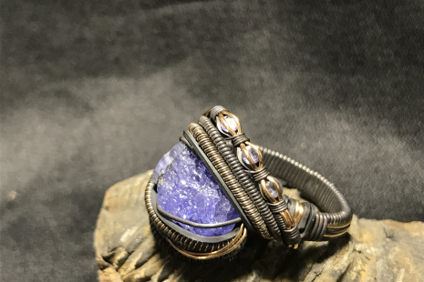 Tanzanite"Trinity Series" Oxidized Silver Ring SIZE 11