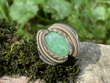 Chrysoprase Sterling Silver & Gold Ring Size 10