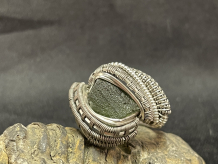 Moldavite Sterling Silver/Titanium Ring Size 11