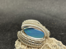 Australian Opal Sterling Silver Ring Size 9-9.25