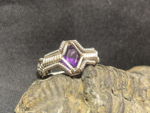 Amethyst Sterling Silver Symmetrical Style Ring Size 7.5-8