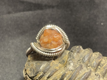 Etched Garnet Sterling Silver Ring Size 7