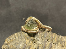 Moldavite 14kt Gold “mini” style Ring Size 7.5-8