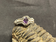 Amethyst Facet Sterling Silver Ring Size 8