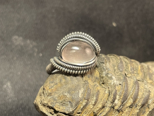 Rose Quartz Oxidized Sterling Silver Ring Size 6.5
