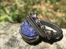 Tanzanite"Trinity Series" Oxidized Silver Ring SIZE 11